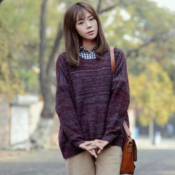 微笑向暖 冬款復(fù)古圓領(lǐng)女士毛衣混色女寬松 堆糖,美好生活研究所